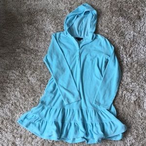 Lands End girls turquoise terrycloth coverup L 14